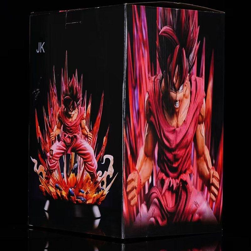 Z King Of The World Fist Goku Figurine Bursting With Energy Red Color Anime Statue Model Decoration