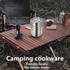 Camping Cookware Stainless Steel Cooking Set Backpacking Kit Compact Folding Design Heat-Resistant Handle Silver