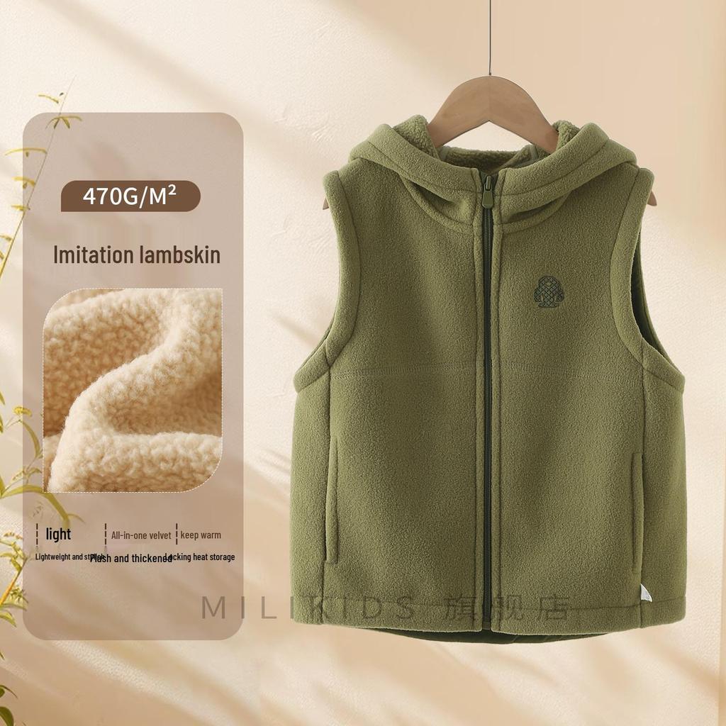 Детский флисовый жилет с капюшоном - Осенне-зимний стиль для мальчиков и девочек
