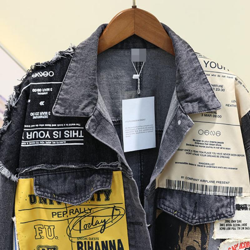 Джинсовая женская куртка Harajuku, готическая корейская уличная одежда, куртка большого размера в стиле хип-хоп, пальто на пуговицах, повседневная мешковатая женская зимняя одежда 2021