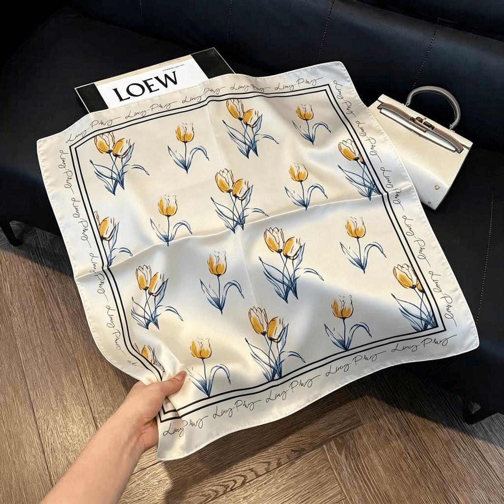 Silk scarf small square scarf feeling headband tied hair spring summer autumn feeling trend versatile fashion tied bag scarf scarf