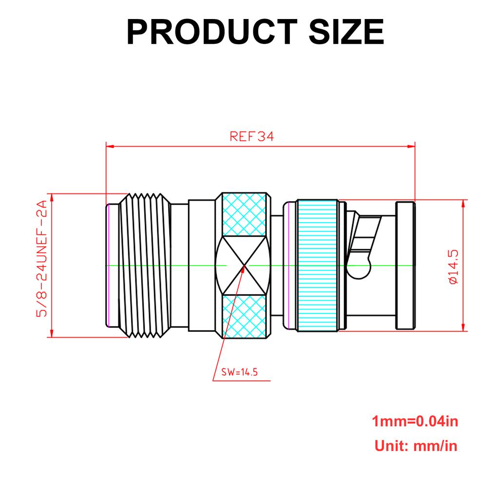BNC To N Coax Connectors BNC Male To N Type Female RF Coaxial Adapter Antennas Converter N/BNC-KJ Communication Connectors