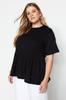 Women's Style Plus Size Black Crew Neck Knitted T-Shirt