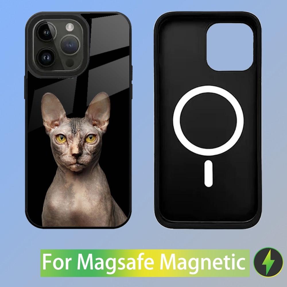 Чехол для телефона Сфинкс Кот Сфинкс Для iPhone 15,14,13,12,11,Plus,Pro,Max Mini Магнитная Беспроводная Зарядка Magsafe
