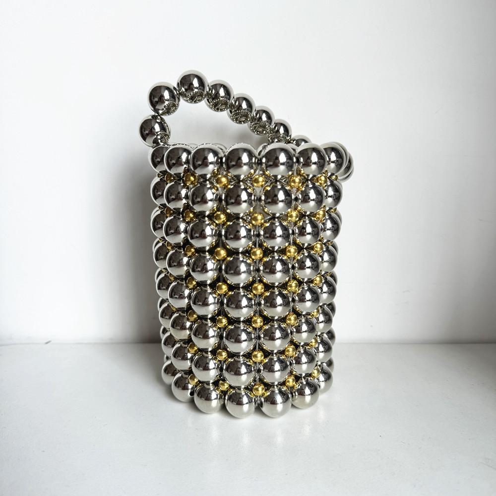 Маленькие клатчи с жемчужинами, женские сумки через плечо, ручная работа, симпатичные кошельки, дамские тканые сумки на плечо для свадебной вечеринки