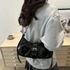 Vintage Y2k Shoulder Bag Pu Leather Spicy Girl Handbag Fashion Buckle Armpit Bag  Women