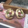 Изысканные французские филигранные серьги-пусеты с золотым покрытием - Нишевый дизайн S295