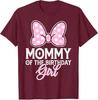 New Mommy of The Birthday Girl Cute Pink Bow Family Matching Fashion Casual T-Shirt S-4XL Four Seasons Unisex