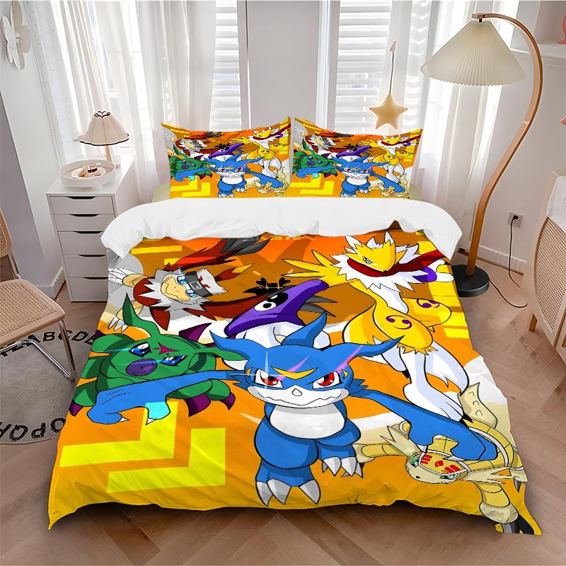 Digimon Adventure Team Victory Print 3Pcs Bedding Setduvet Cover With 2 Bedropillowcase Home Birthday Gift