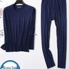 Men's Plus Size Modal Thermal Underwear: Thin, High-Elasticity Round Neck Shirt & Pants Set