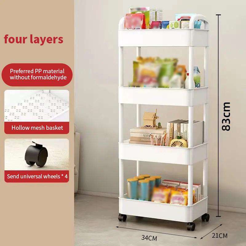 Мобильная тележка для хранения вещей, бытовая кухонная многофункциональная тележка-органайзер, экономящая место, полки для спальни, стойка для хранения закусок