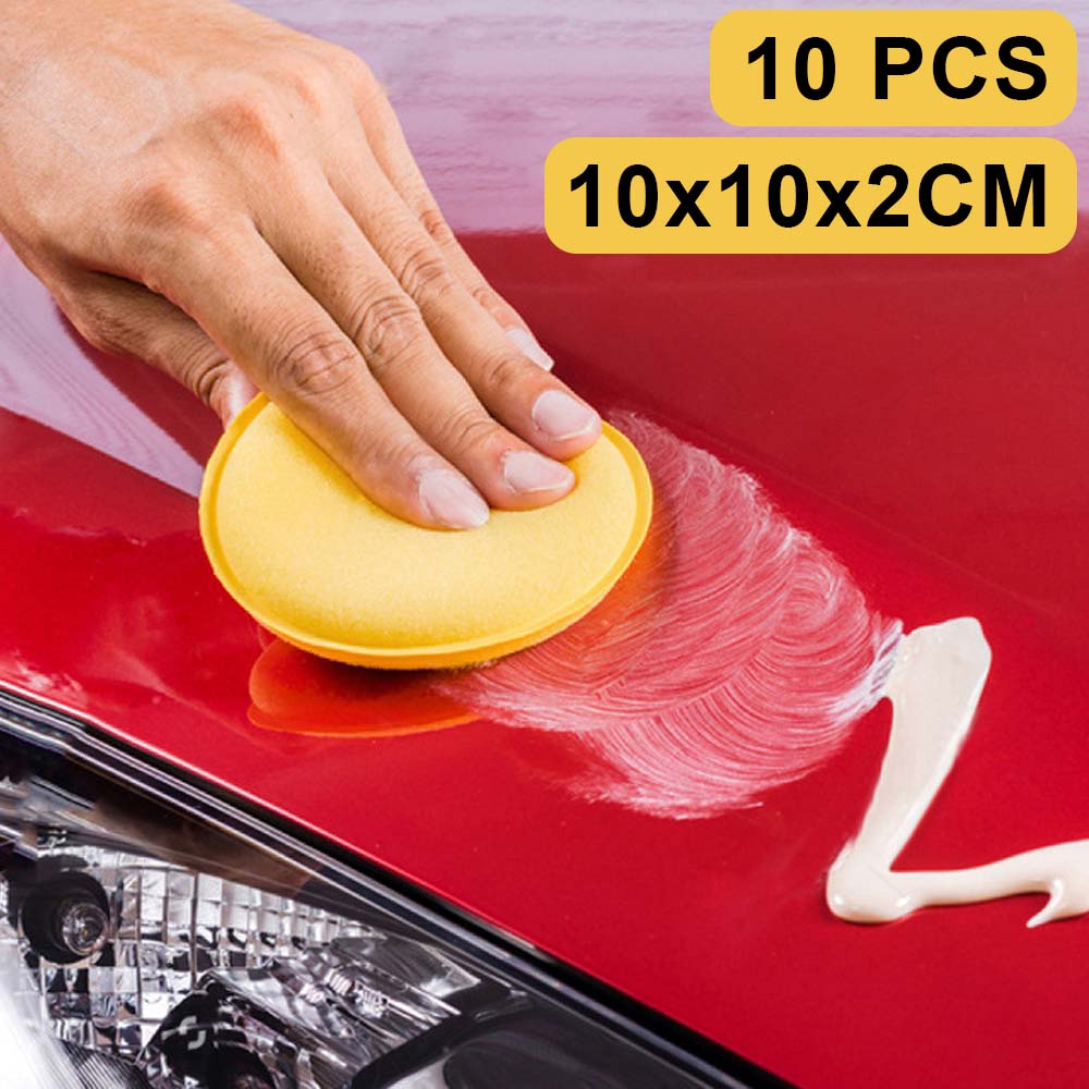 Круглые губки для полировки автомобиля воском 10 шт., высокоплотные пенные аппликаторы, инструменты для полировки и мытья, аксессуары для автомойки