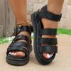 Women's Large-sized Sandals, Summer Open-toe Wear-resistant Rubber-soled Beach Sandals and Fashionable Thick-soled Roman Sandals