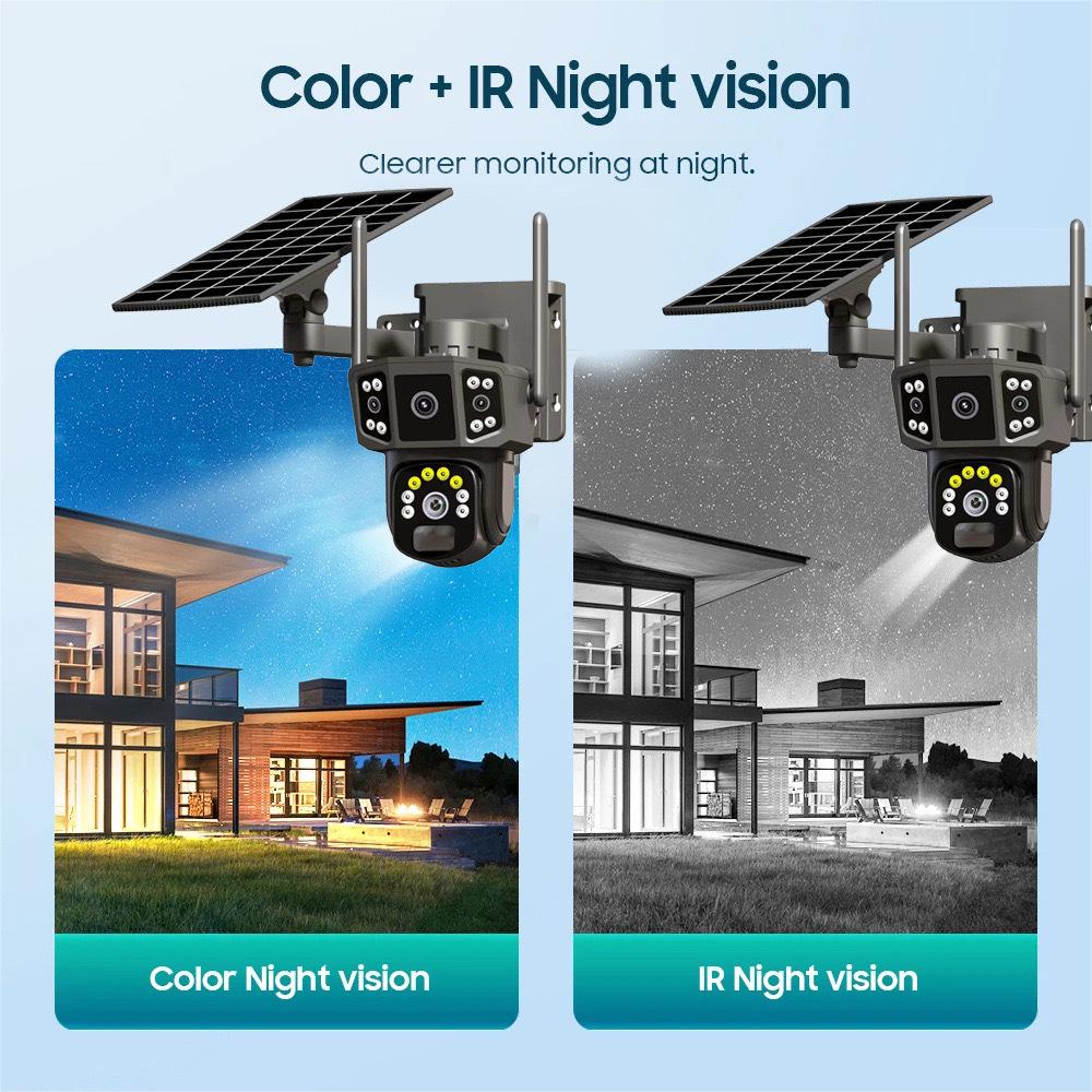 V380Pro Dual-Lens 4G Solar CCTV Camera for Outdoor Home Remote Monitoring