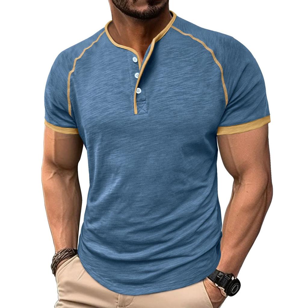 Men's Casual Color-block Sports T-shirt - Men's Round-neck Short-sleeved Top