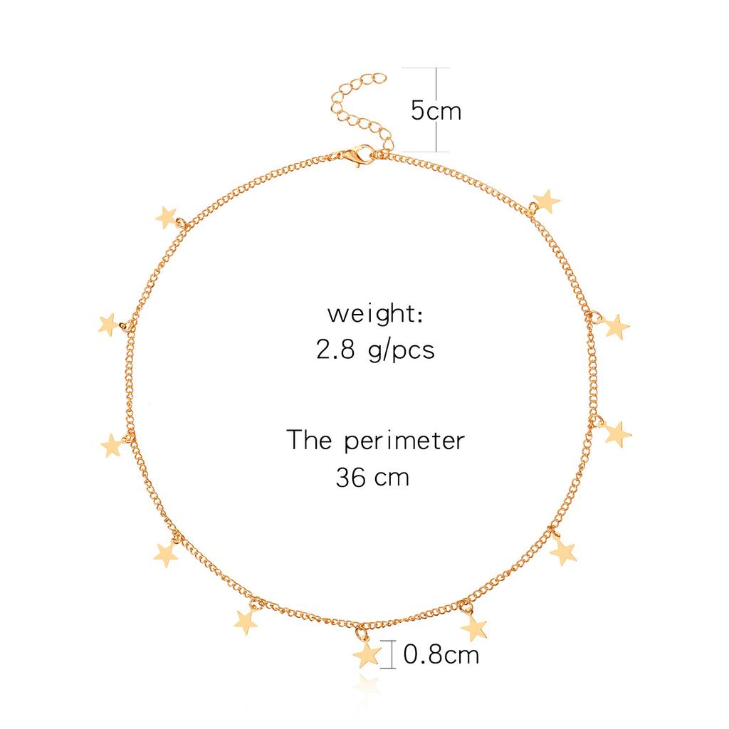 Стильная и простая женская цепочка из сплава с гальваническим покрытием, длинный персонализированный кулон в виде пятиконечной звезды, новая