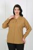 Women's Style Plus Size Shirt Mustard Rita Fabric Double Pocket Big Size Shirt