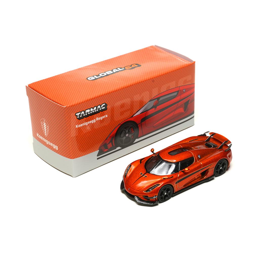 TW In Stock 1:64 Koenigsegg Regera Orange Metallic Black Stripes Diecast Car Model Collection Toys Tarmac Works