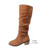 Женские сапоги-рыцари, осень/зима, новый стиль, грубый каблук выше колена, высокий каблук, наборный каблук, длинные женские сапоги