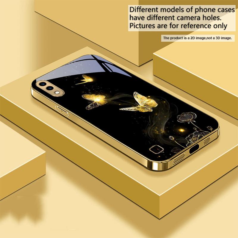 Извивающееся золотое сияние Для Samsung A 01 52S A04 A05S A10 A12 13 22 23 24 36 42 M02 Note 10 20Ultra 8 9 Золотой стеклянный чехол для телефона