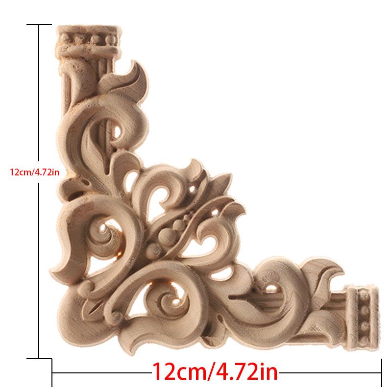 1Pc Chinese Carving Solid Wood Appliques For Furniture Cabinet Unpainted Wooden Mouldings Decal Vintage Home Decor Decorative