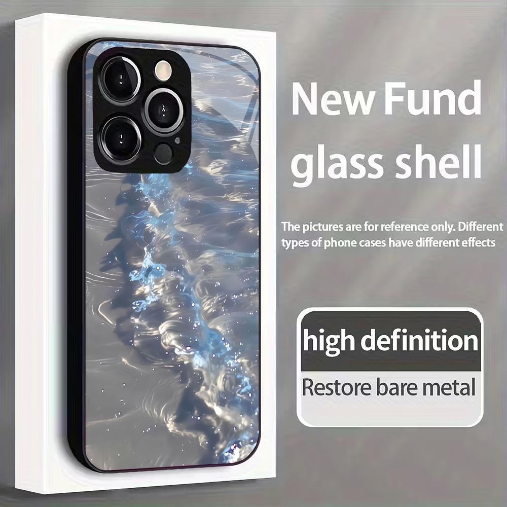 Beach pattern tempered glass phone case suitable for iPhone 17 16 15 14 13 12 11Pro/Max/Plus anti drop and shockproof back cover