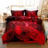 3D Красная Роза Постельное белье Пододеяльник Комплекты для Двойной Свадьбы Свадебной Спальни Постельный комплект Кинг День Святого Валентина Набор Пододеяльников