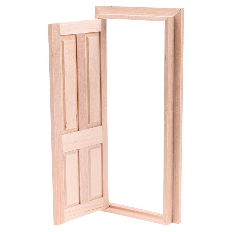 1/12 Кукольный домик Миниатюра 4 Панель Интерьер Деревянная Дверь Diy Модель Аксессуары Игрушки