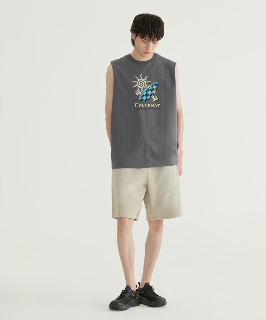 COVERNAT Checkerboard Graphic Sleeveless White