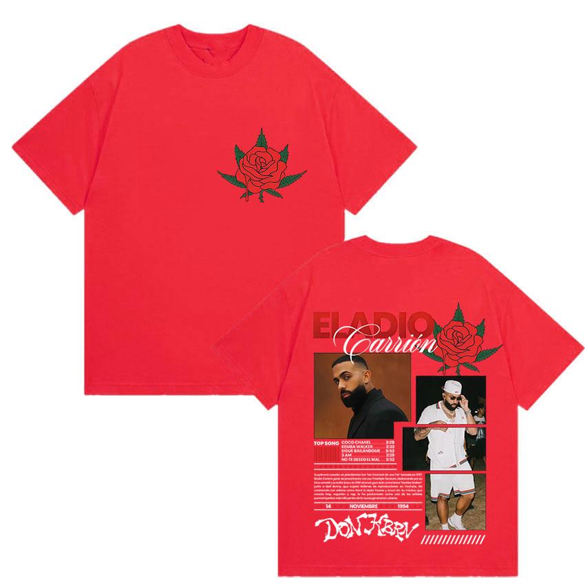 Famous Rapper Eladio Carrion Album Global Tour Mercah TShirt Men Women Loose Casual Cotton Tee Streetwear Hip Hop Oversized Top