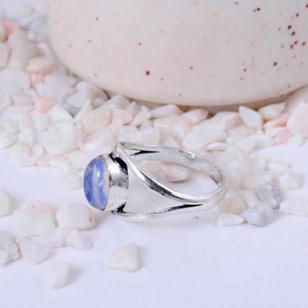 Rainbow Moonstone Silver Plated Ring | Modern Swirl Design Brass Jewelry | June Birthstone Gift for Women