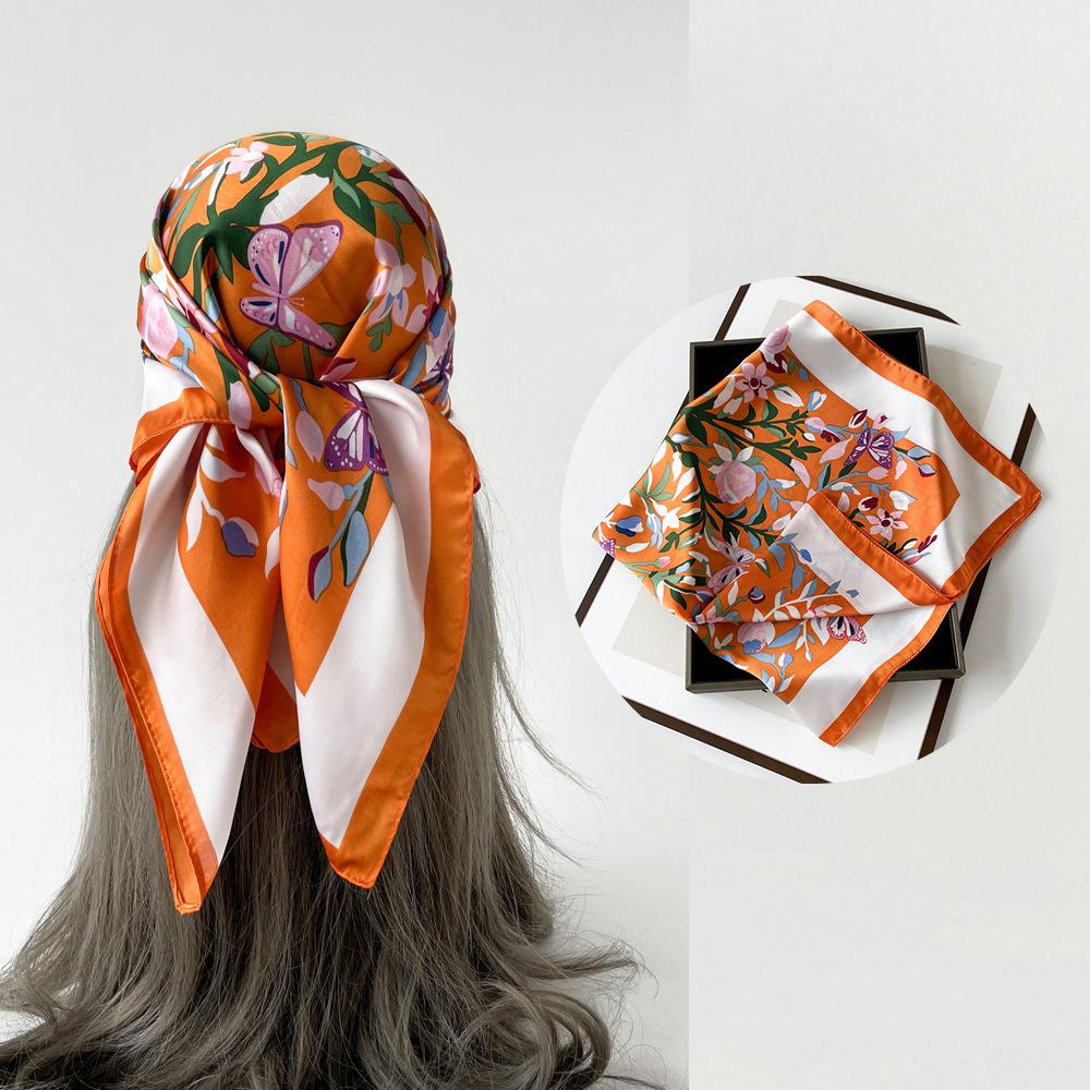 Весенне-летний атласный длинный шарф для женщин, солнцезащитная шаль, модный атласный длинный шарф для красоты, универсальный дорожный шарф