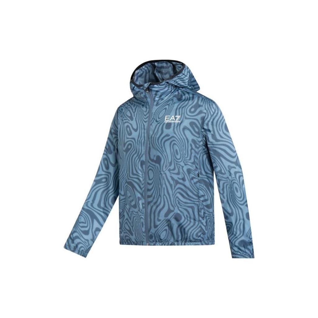 Emporio Armani EA7 SS22 Худи на молнии с принтом из букв и цифр Повседневная куртка Мужские куртки Синий 3LPB11-PN2TZ-2508