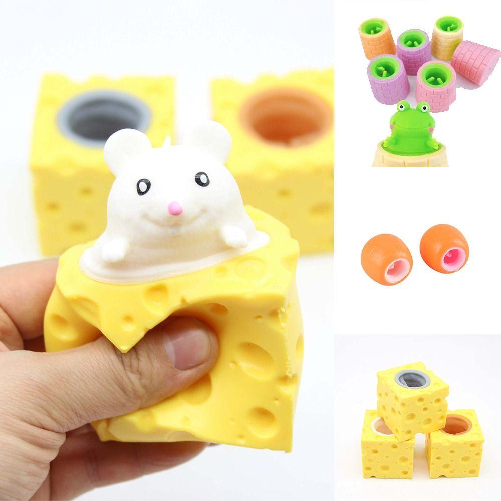 Сырная Мышь Pop Up Сжимаемые Игрушки Забавная Морковка Кролик Прятки Fidget Игрушки Лягушка Случайный Цвет Обманная Кукла для Детей Подарок для Детей