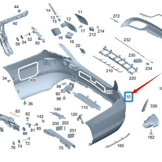 Задний бампер Mercedes-Benz C-Class W205 (Без электрических глаз)