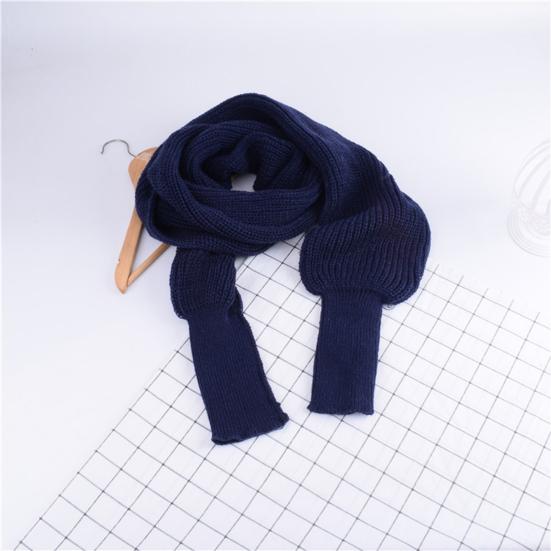 Women Knitted Scarf with Sleeve Fall Winter Warm Shawl Wrap Cardigan Solid Color Thickened