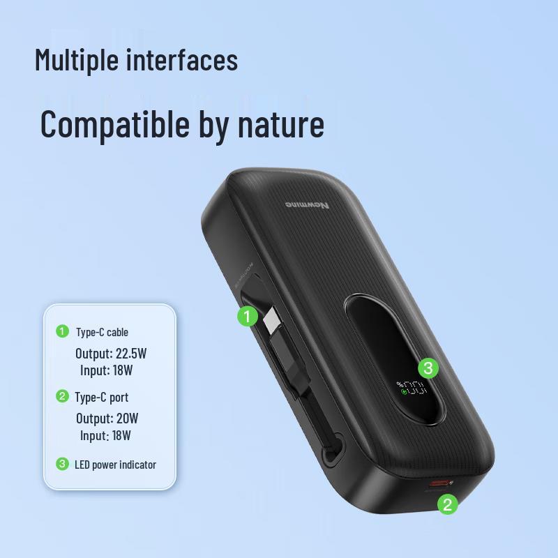 Newmine AL35 10000mAh Power Bank with Built-in Cable
