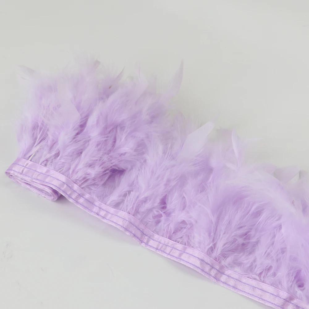 1 метр Натуральная отделка из перьев индейки Высота 10-15 см Свадебная одежда Украшение платья DIY Перьевая лента Швейные поделки