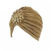 Headscarf Hat with Fancy Pleats Rhinestones Retro Style Women Turban Hat 20s 30s Vintage Headpiece Hair Accessories