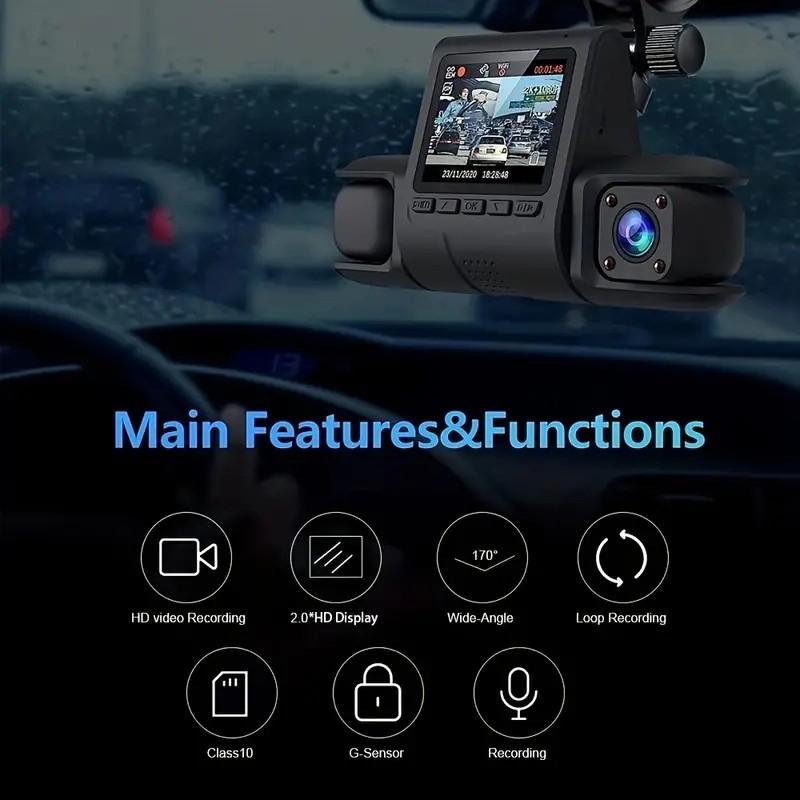 3 Camera Lens Car DVR 3-Channel Dash Cam HD 1080P Dash Camera Dual Lens Dashcam Video Recorder 24H Parking Monitoring Dashcam