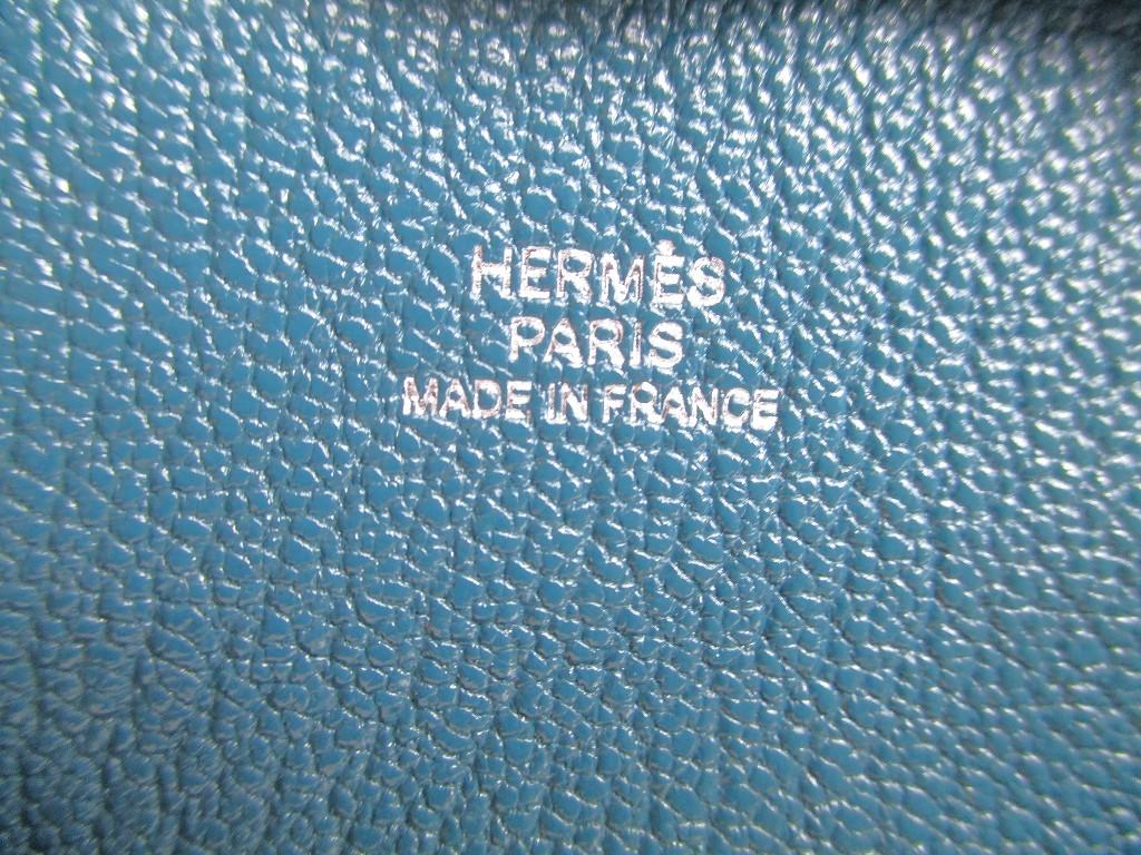 Оригинальный кошелек для монет HERMES Vert Bosphore из кожи Chevre Mysore Bastia #b274 Открытая коробка