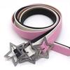 Y2K Leather Belt Rhinestone Pentagram Pin Buckle Trouser Dress Belts For Women Girls