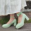High-heeled Small Leather Shoes Women's Spring and Autumn 2 Solid Color French Wedding Shoes Retro Thick-heeled Thick-soled Raised Mary Jane Shoes