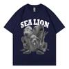 Funny Sea Lion Meme Tshirt Unisex Women Fashion Vintage Short Sleeve Tshirts High Quality Cotton Oversized T Shirts Streetwear