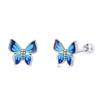 WOSTU 925 Sterling Silver Mini Flower Butterfly Bird Bee Stud Earrings Rainbow Moonstone Kitty Cat Ear Studs Girl Party Jewelry