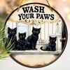 2D Flat Hanging Decorative Signs, Interior Wall or Door Decoration, Garden Decoration, the Pattern Is Four Black Cats, a Housewarming Gift for Friends