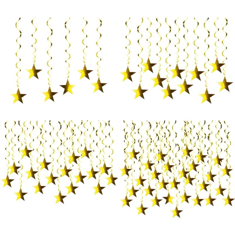 Блестящая золотая звезда, подвеска для вечеринки, рождественское спиральное украшение для свадьбы, дней рождения и праздничного торжества