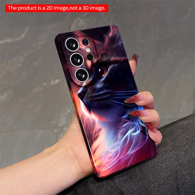 2DFlat Samsung phone case Fiery Cat Portrait Phone Case Applicable to Galaxy S23 S24 S25ULTRA S26 A12 A14 A15 A16 A54 A55