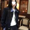 Осенний корейский стиль, стройнящий вязаный комплект из двух предметов, короткая куртка с отложным воротником для женщин