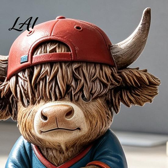 Baseball Figurine Decor 2Pcs Bull Figurines Creative Resin Animal Statue for Desk Shelf Home Bookshelf Office Decor Unique Gift Fans And